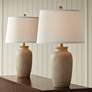 1_Amphora 25 1/4" Beige Oatmeal Rustic Coastal Table Lamps Set of 2