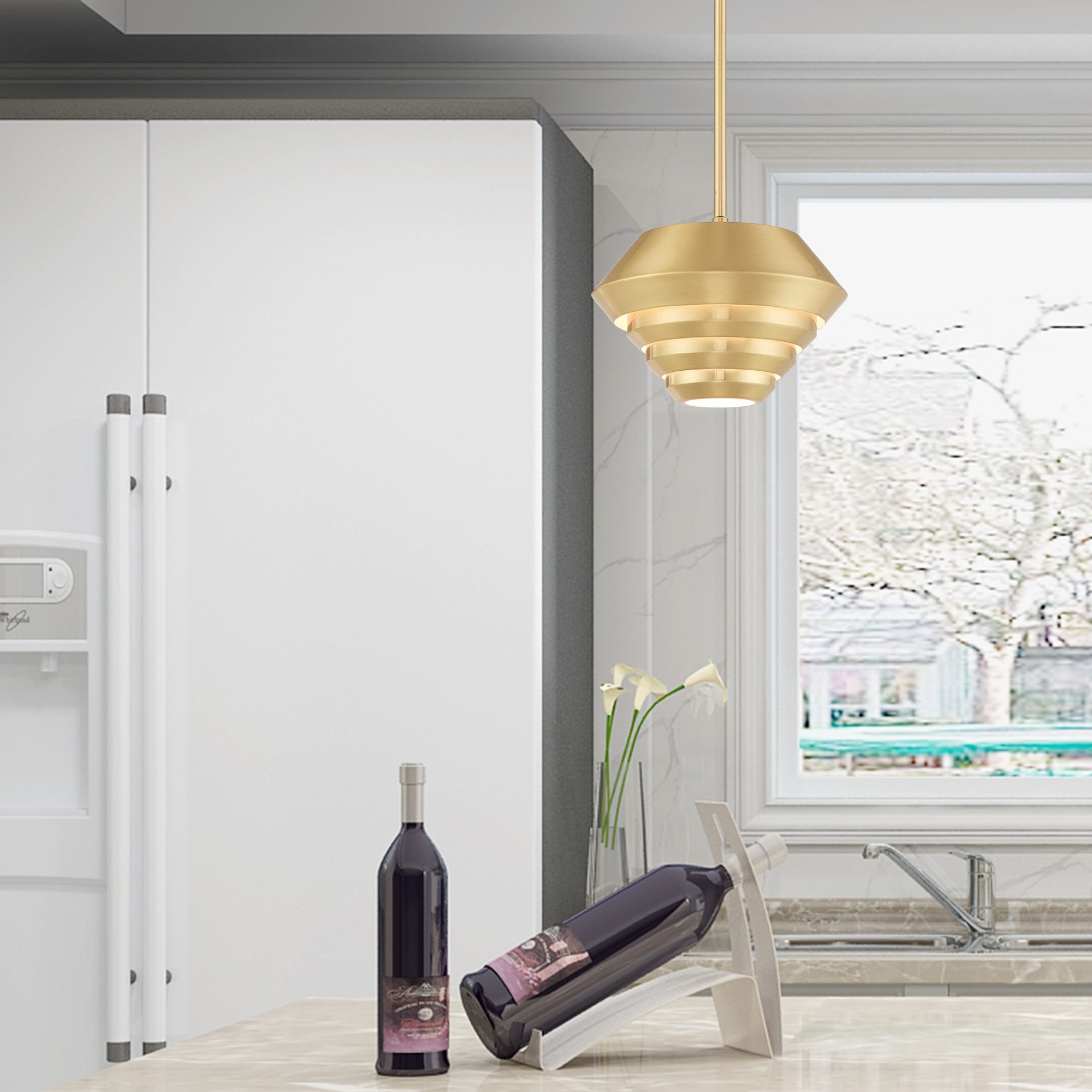 Amsterdam 1 Light Satin Brass Mini Pendant