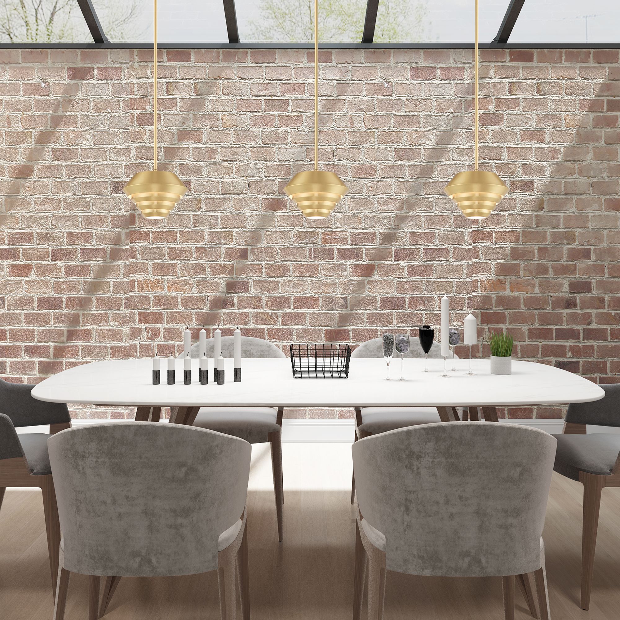 Amsterdam 1 Light Satin Brass Mini Pendant