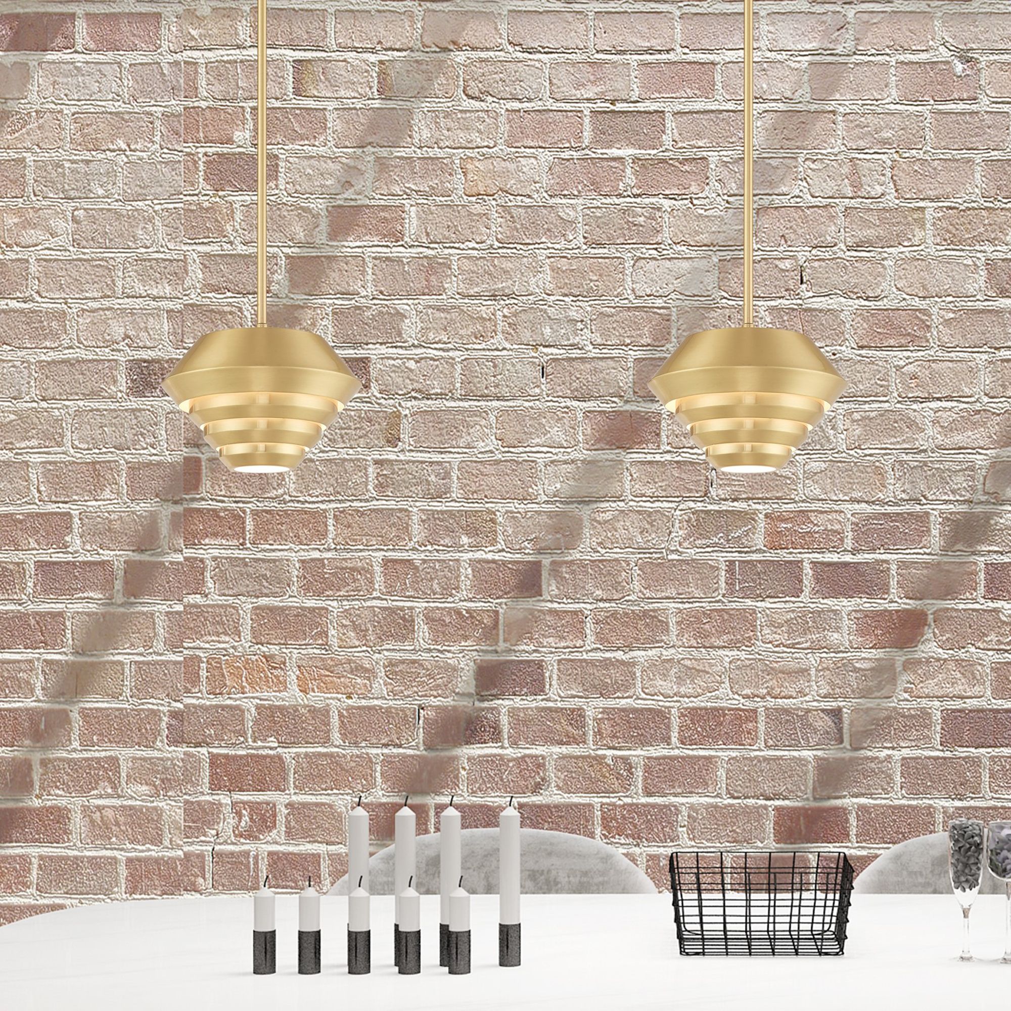 Amsterdam 1 Light Satin Brass Mini Pendant