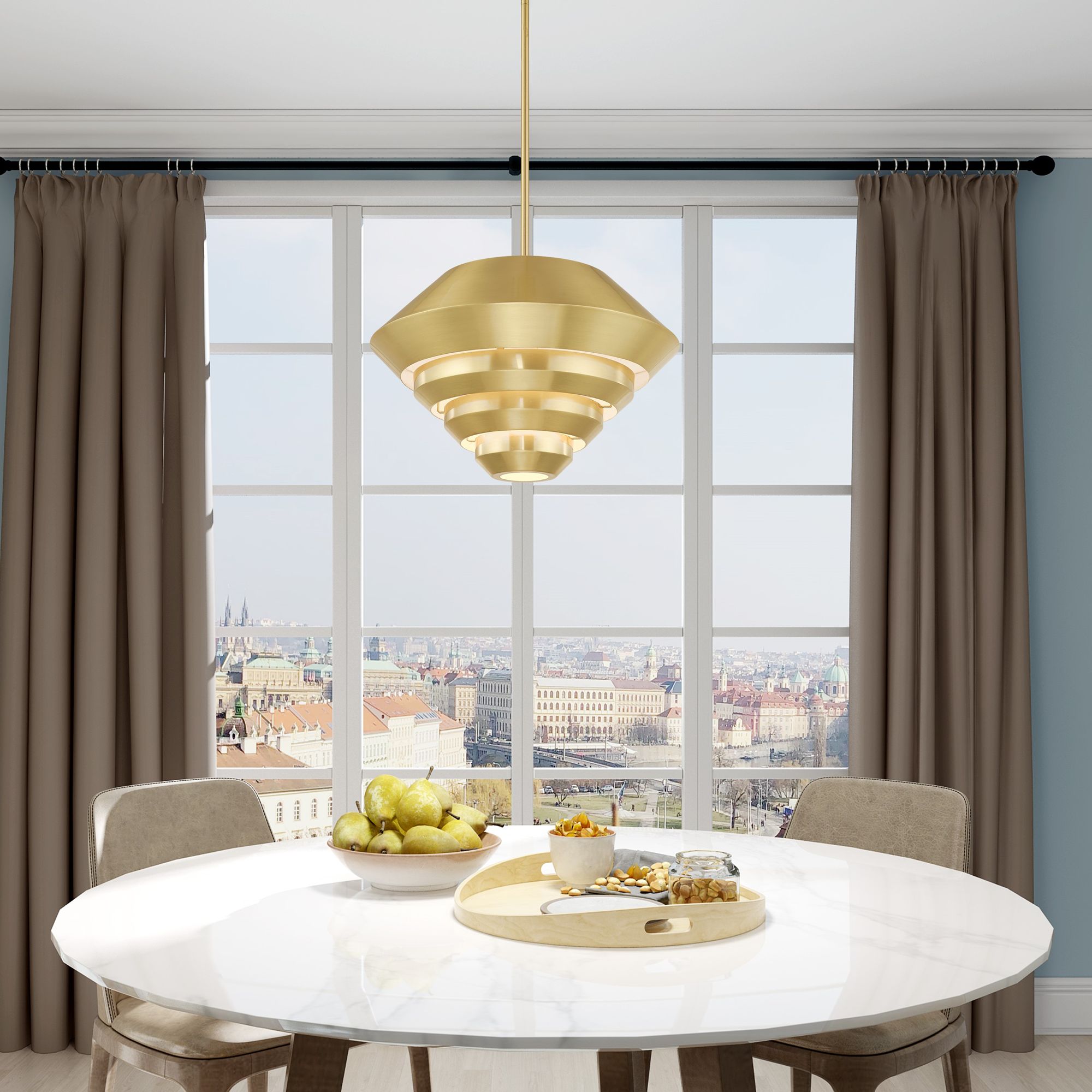 Amsterdam 1 Light Satin Brass Mini Pendant