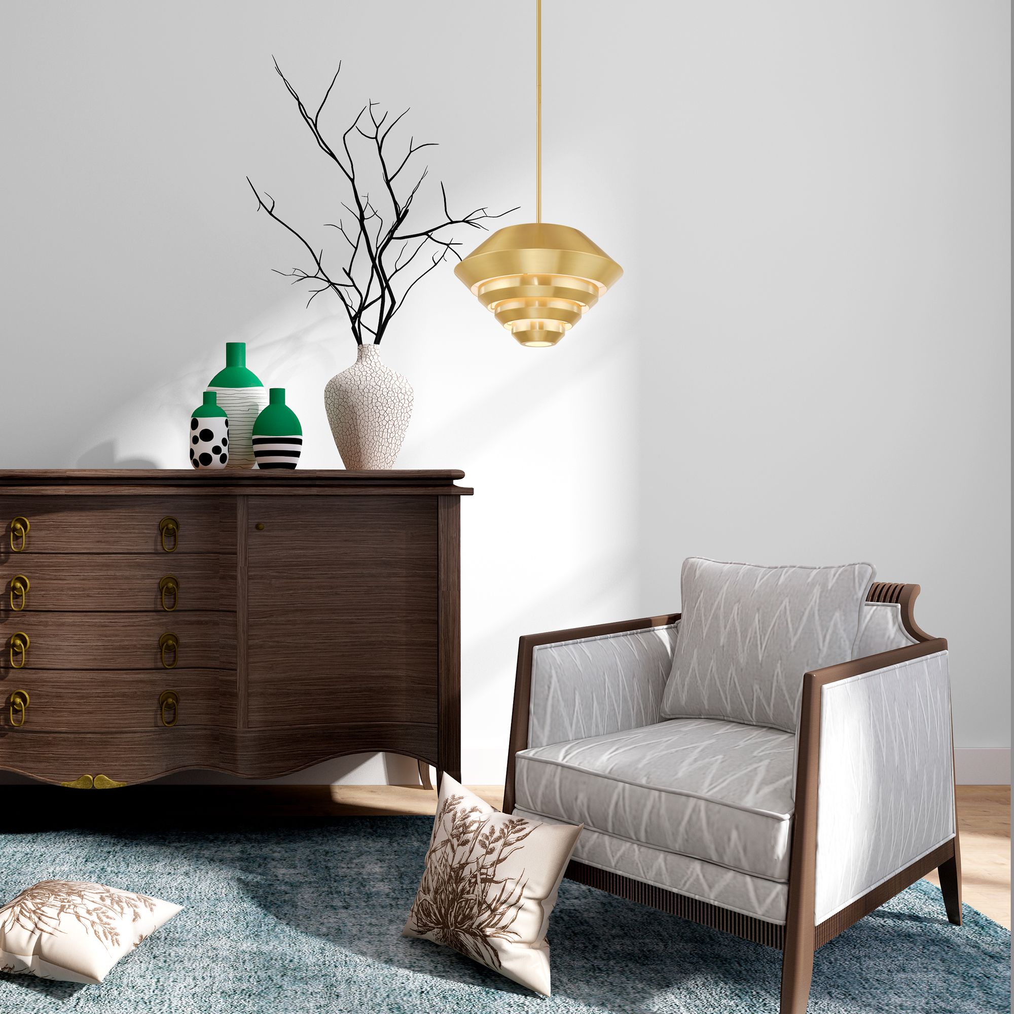 Amsterdam 1 Light Satin Brass Mini Pendant