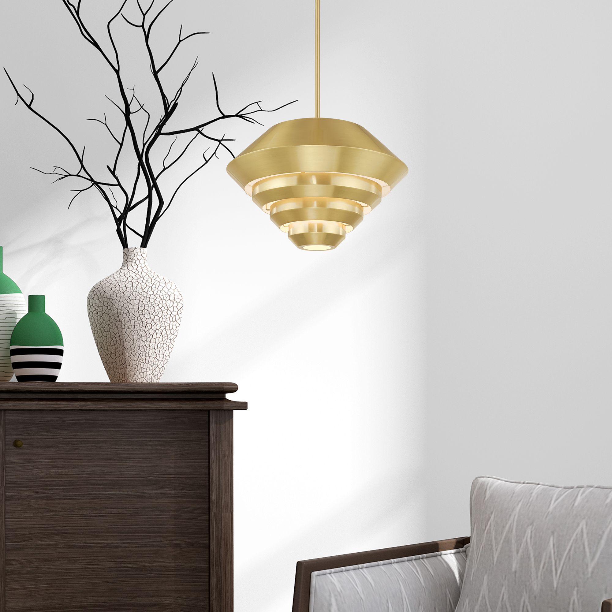 Amsterdam 1 Light Satin Brass Mini Pendant