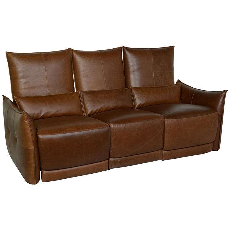 Image 1 Amsterdam Tan Leather 3-Seat Recliner Sofa