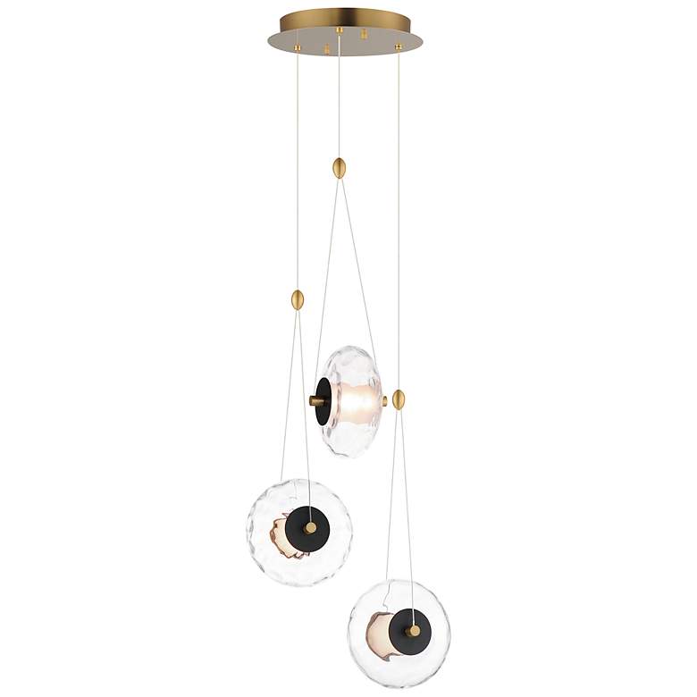 Image 2 Amulet 3-Light LED Pendant Black / Natural Aged Brass