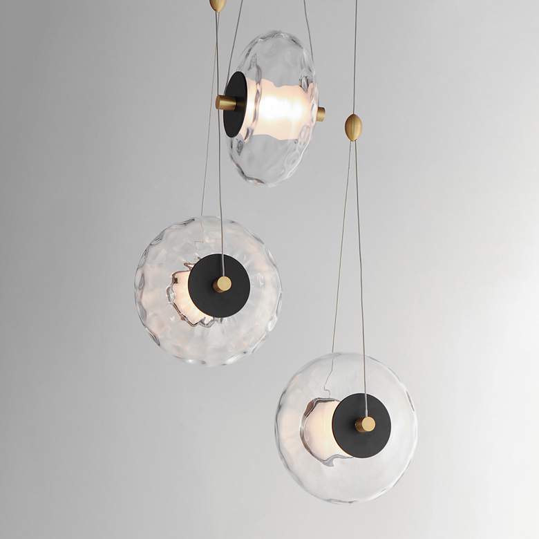 Image 1 Amulet 3-Light LED Pendant Black / Natural Aged Brass