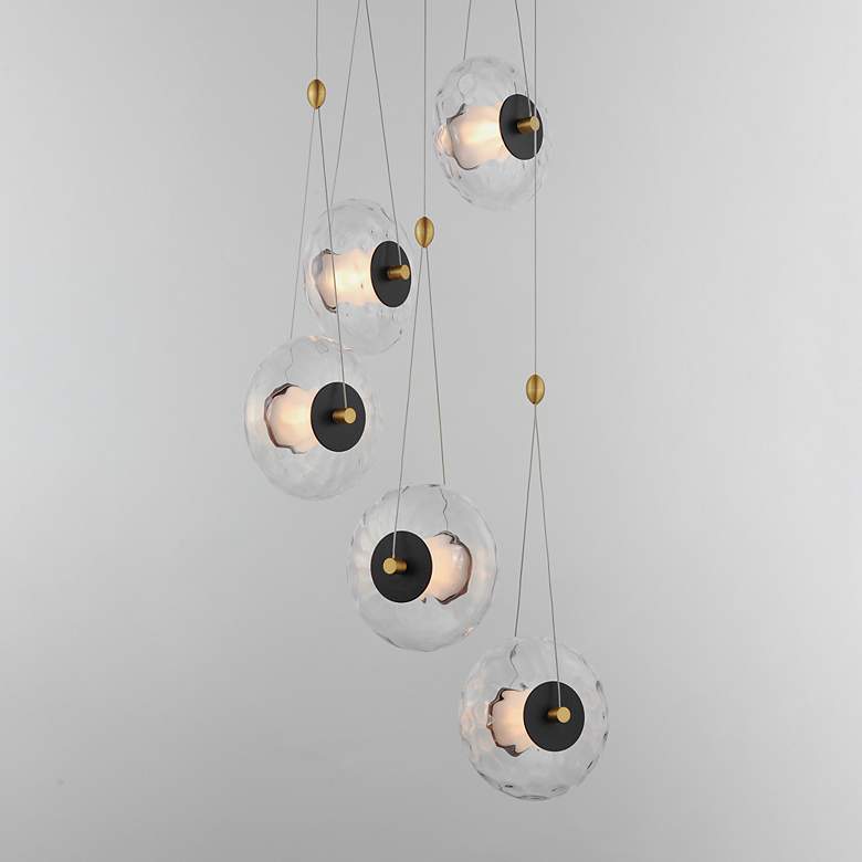 Image 1 Amulet 5-Light LED Pendant Black / Natural Aged Brass