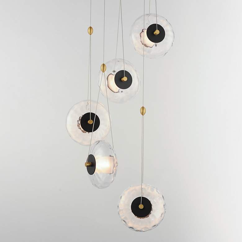 Image 3 Amulet 5-Light LED Pendant Black / Natural Aged Brass more views