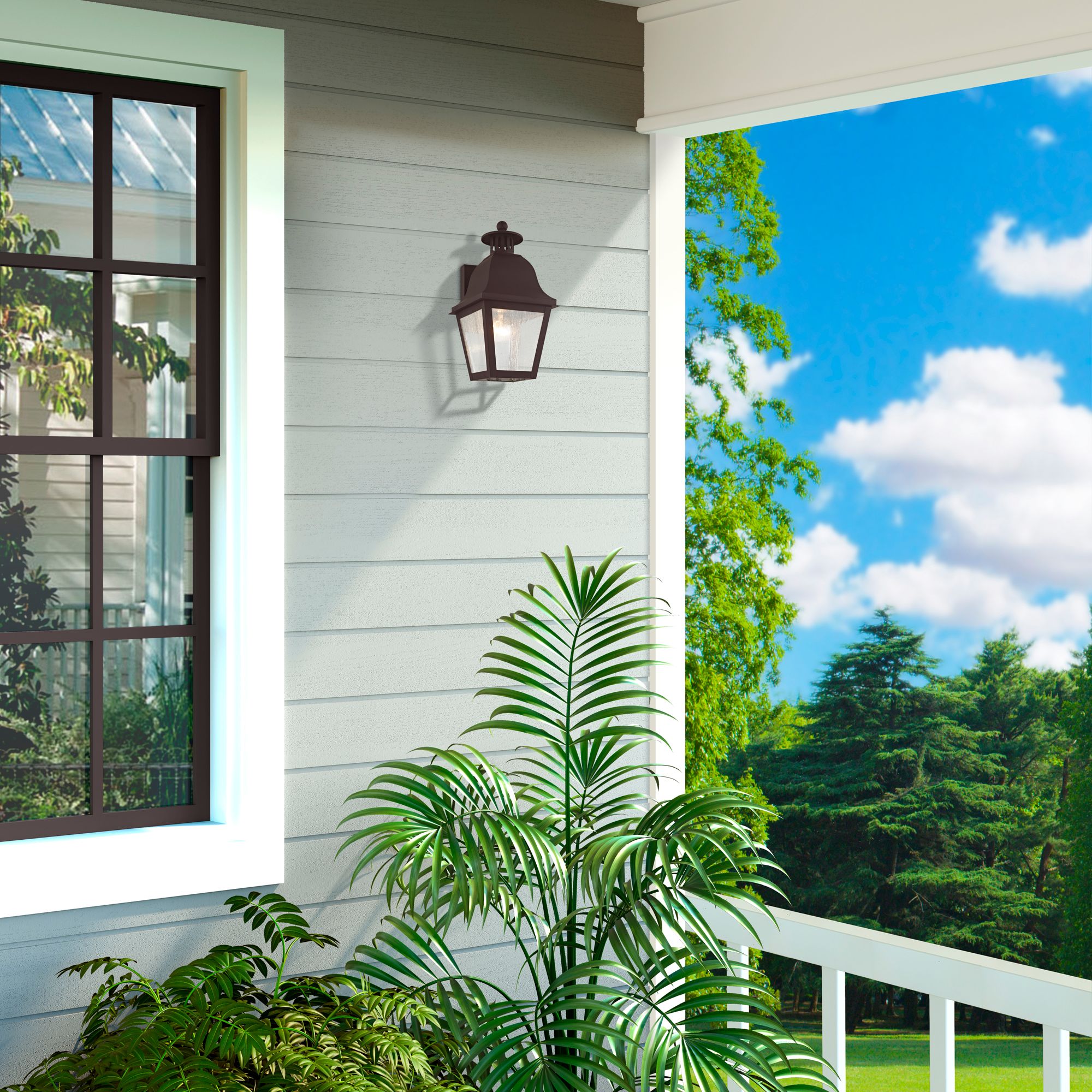 Amwell 1 Light Bronze Outdoor Wall Lantern