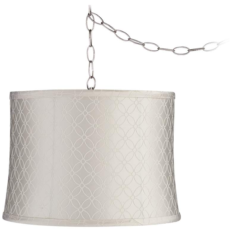 Image 1 An Qing 14" Wide Brushed Nickel Plug-In Swag Chandelier