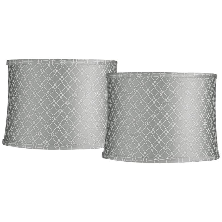 Image 1 An Qing Gray Set of 2 Drum Lamp Shades 13x14x10 (Spider)
