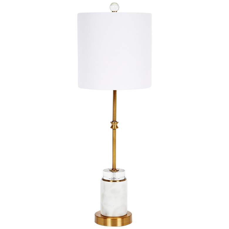 Image 1 Ana 27 inch White Marble and Gold Metal Round Buffet Table Lamp