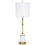 Ana 27" White Marble and Gold Metal Round Buffet Table Lamp