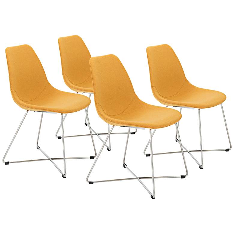 Image 1 Anahita Saffron Fabric Armless Side Chair Set of 4