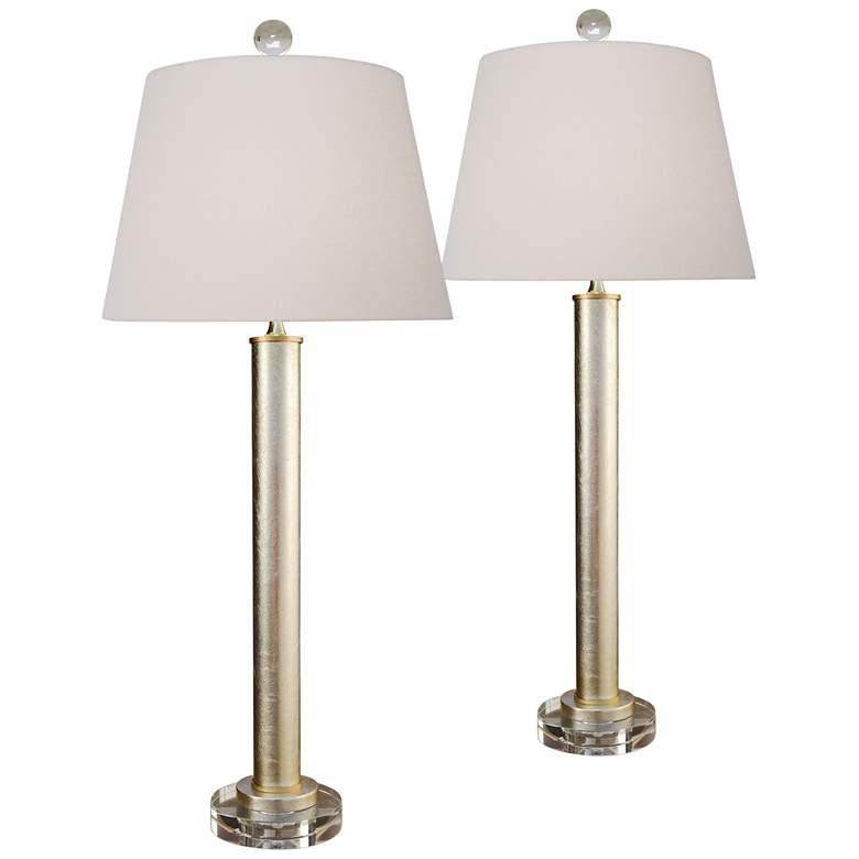 Image 1 Anais 31" High Antique Silver Leaf Alloy Buffet Table Lamps Set of 2