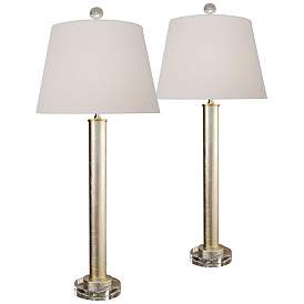 Image1 of Anais Antique Silver Leaf Alloy Buffet Table Lamps Set of 2