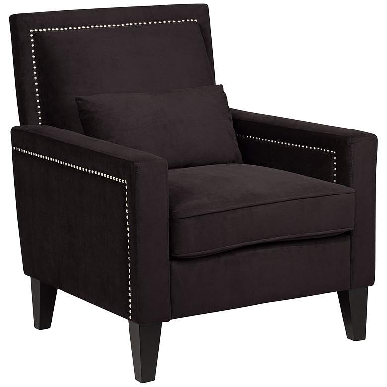 Image 1 Anais Black Velvet Chair with Pillow