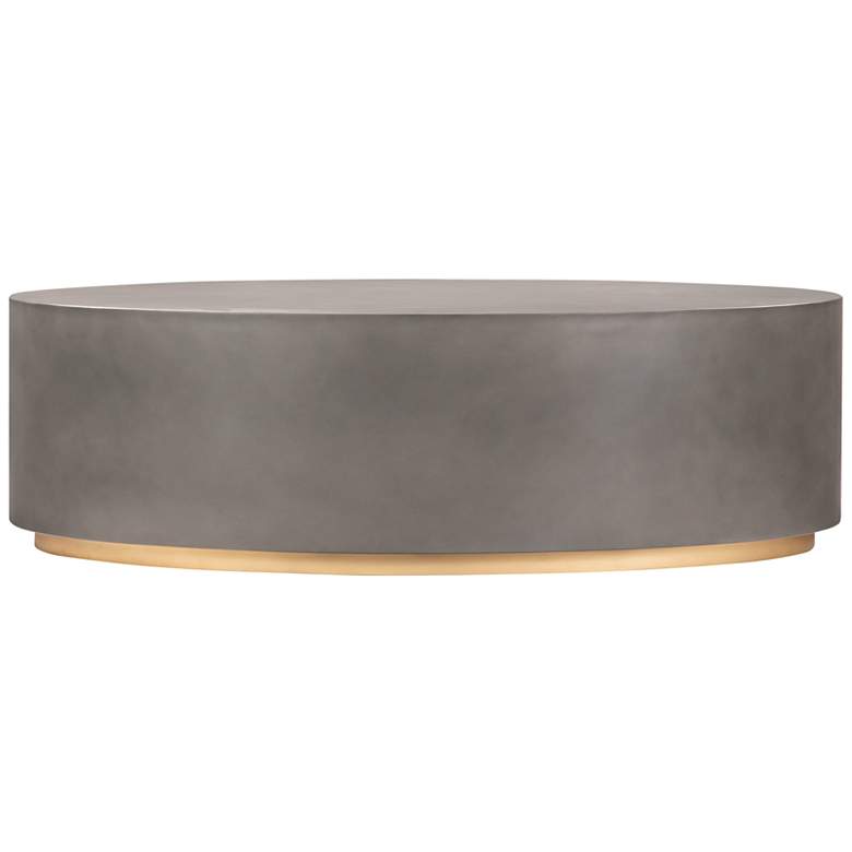Image 1 Anais Oval Coffee Table in Concrete and Brass