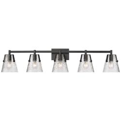 Analia 45 3/4" Wide Matte Black 5-Light Vanity Bath Light
