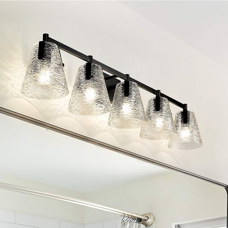 Image 1 Analia 45 3/4" Wide Matte Black 5-Light Vanity Bath Light