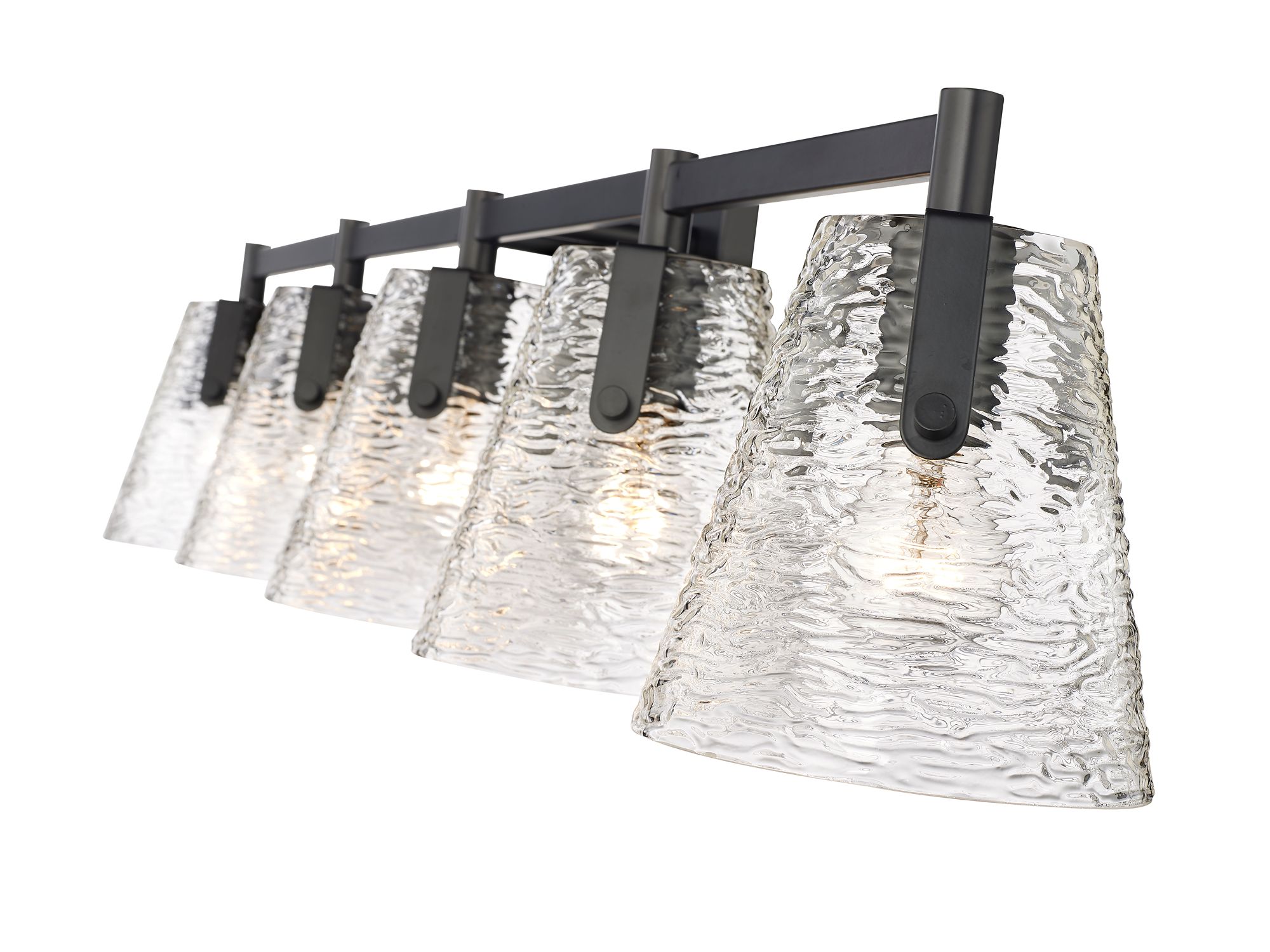 Analia 45 3/4" Wide Matte Black 5-Light Vanity Bath Light in scene