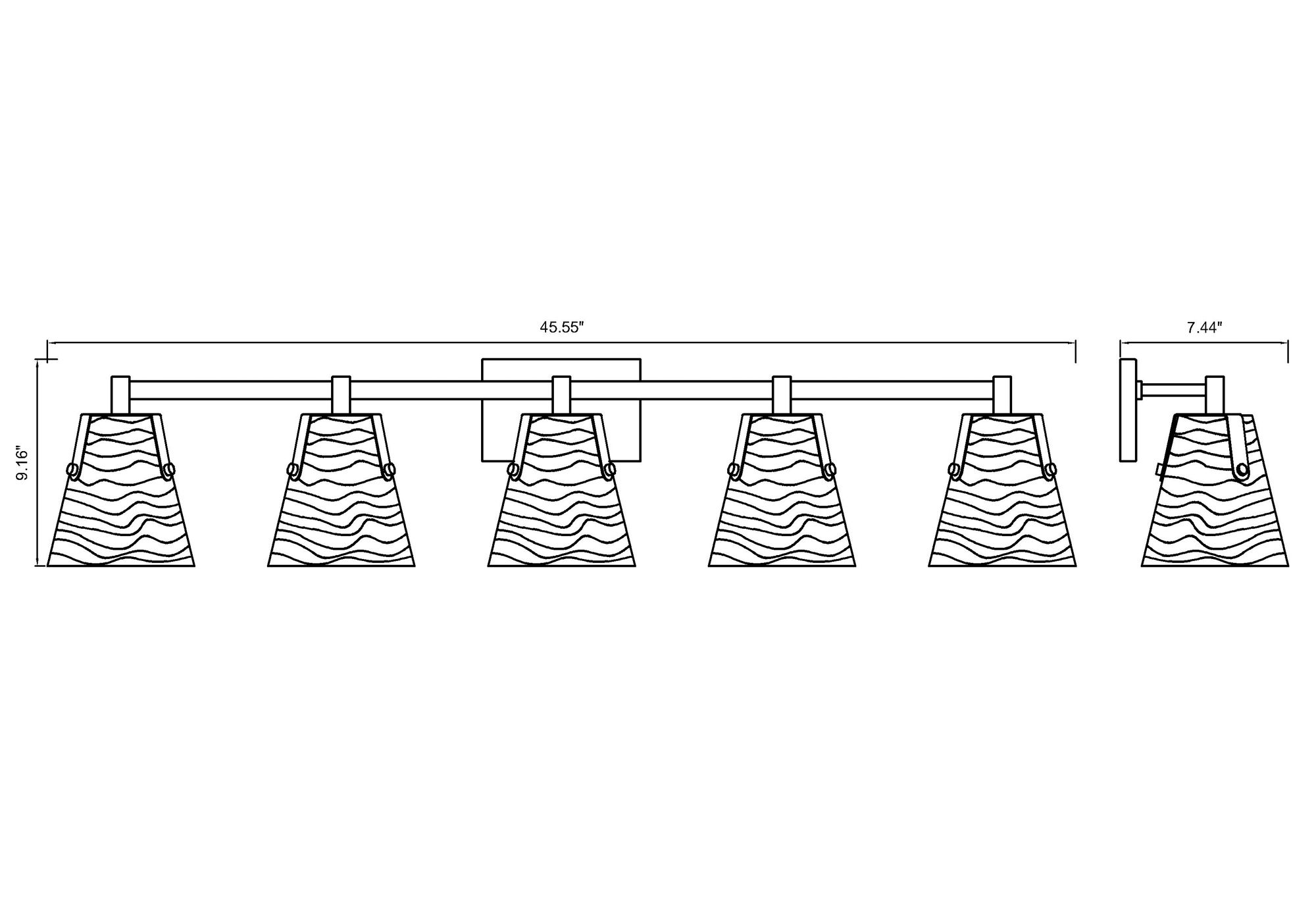 Analia 45 3/4" Wide Modern Gold 5-Light Bath Light in scene