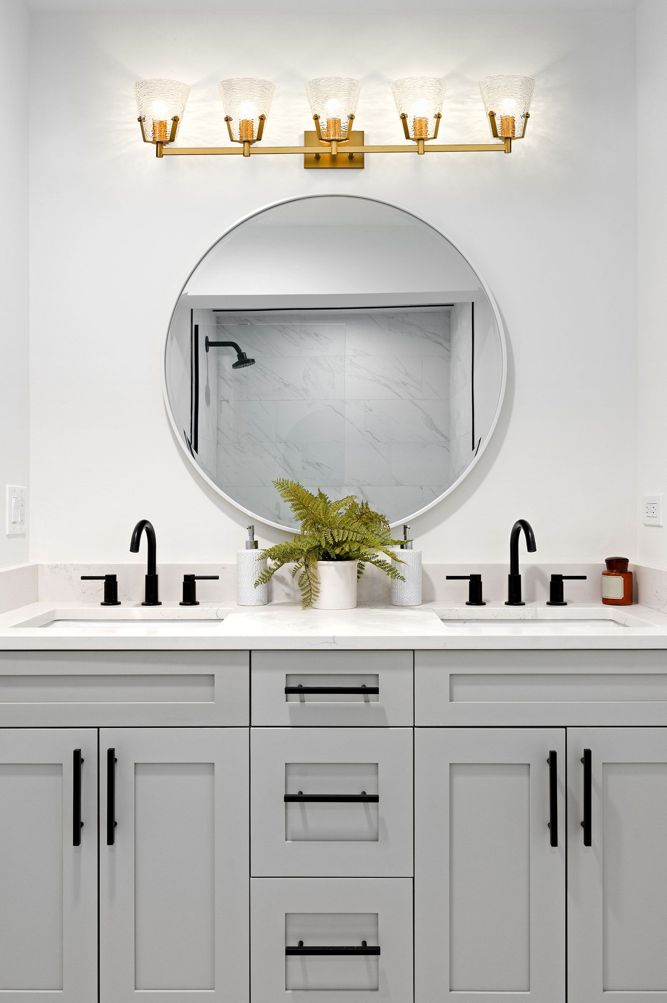 Analia 45 3/4" Wide Modern Gold 5-Light Bath Light in scene