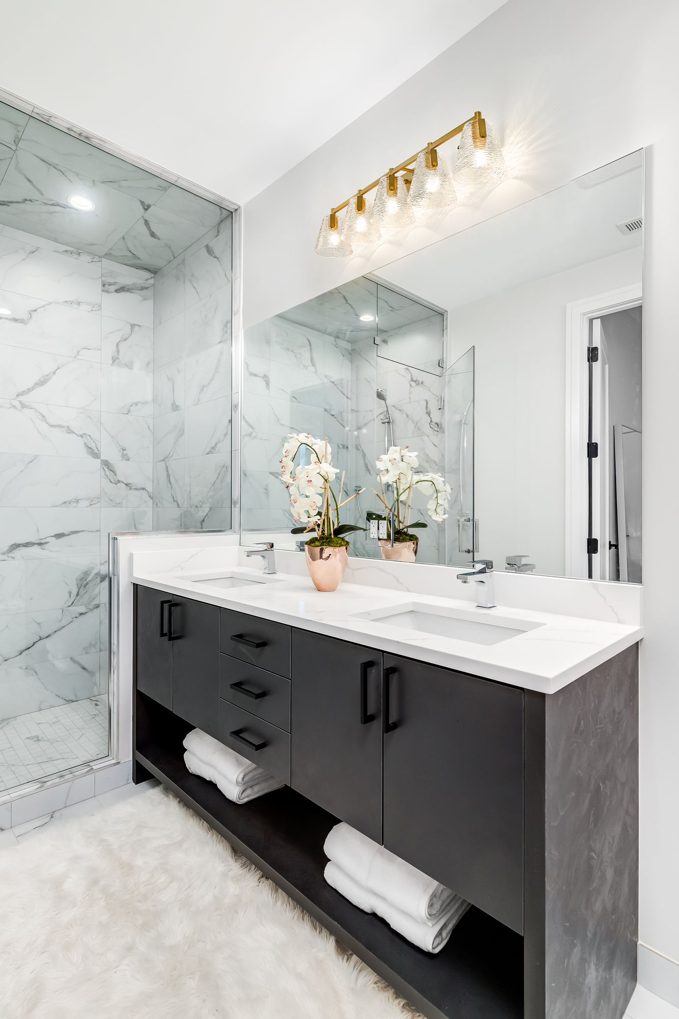 Analia 45 3/4" Wide Modern Gold 5-Light Bath Light in scene