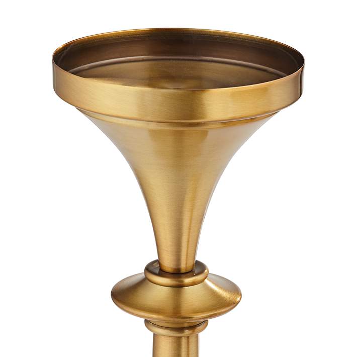 Anapali Warm Brass Spun Metal Pillar Candle Holders Set of 2 - #990J1