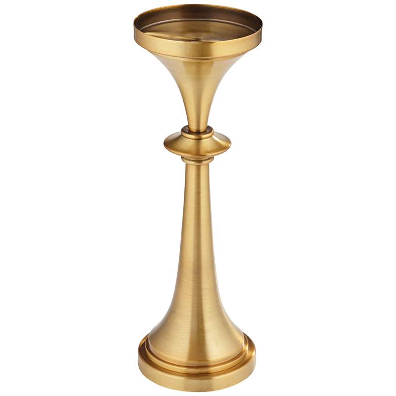 Image 5 Anapali Warm Brass Spun Metal Pillar Candle Holders Set of 2 more views