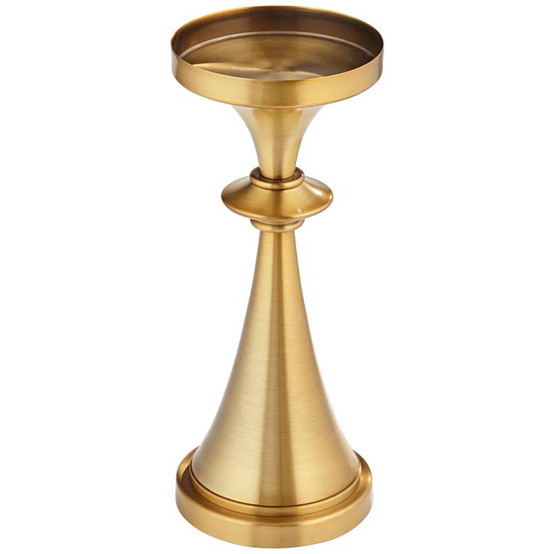 Image 6 Anapali Warm Brass Spun Metal Pillar Candle Holders Set of 2 more views
