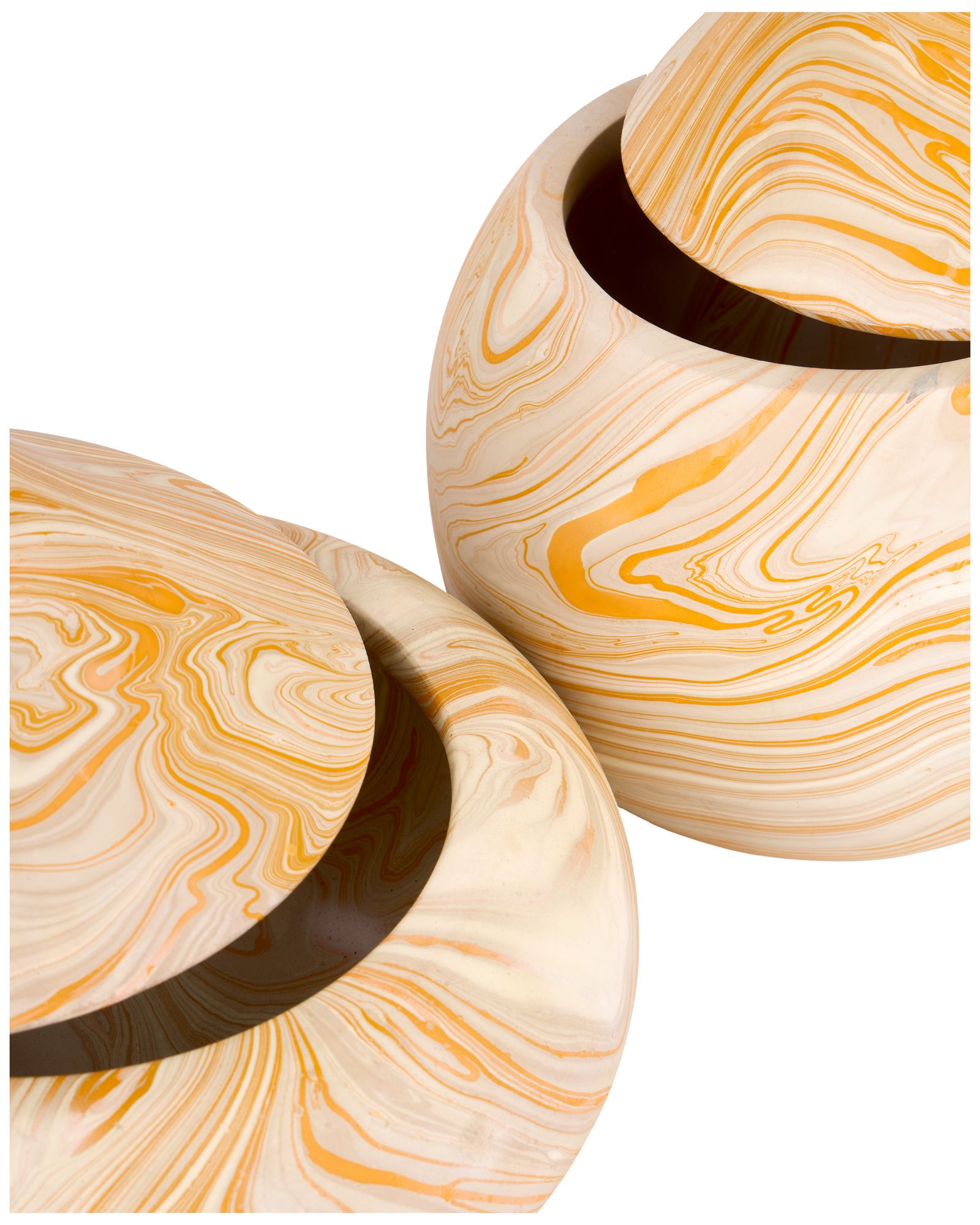 Image 3 Anasi Marbleized Yellow Round Box - Set of 2 more views