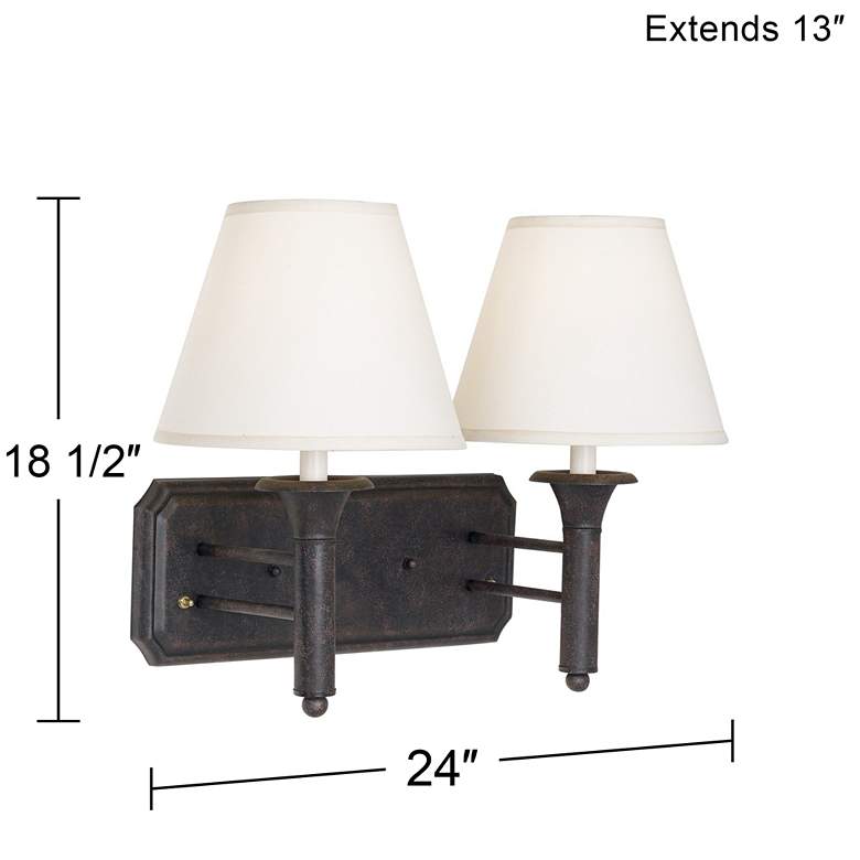 Image 4 Anastasia 18 1/2 inch High Rust Dual Head Plug-In Wall Sconce more views