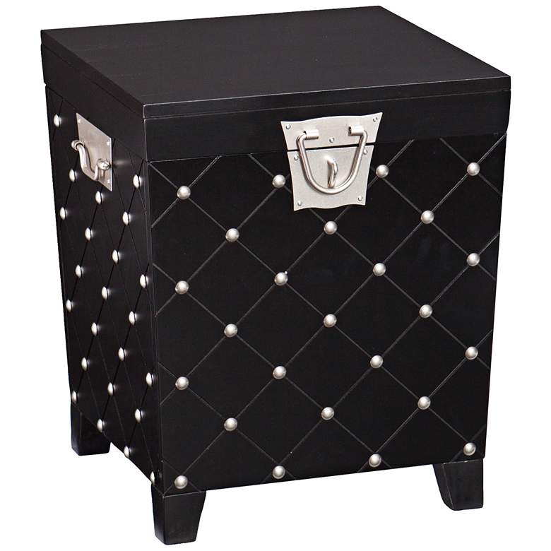Image 1 Anastasia 21 1/4 inch Wide Black Painted Wood Trunk End Table