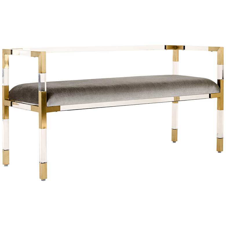 Anastasia 50&quot; Wide Brass and Acrylic Modern Bench