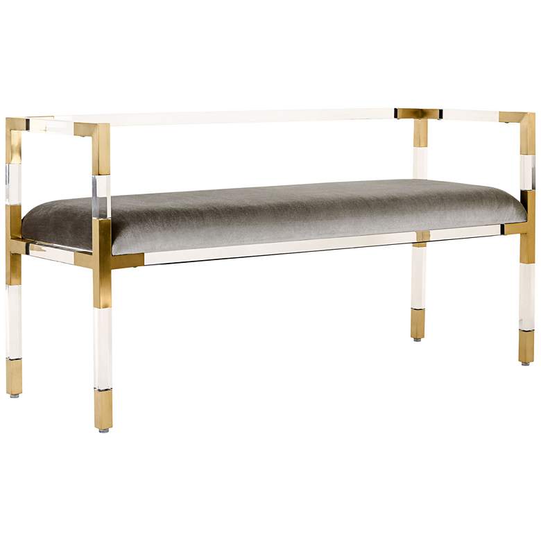 Image 1 Anastasia 50" Wide Brass and Acrylic Modern Bench