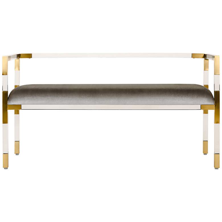 Anastasia 50&quot; Wide Brass and Acrylic Modern Bench more views