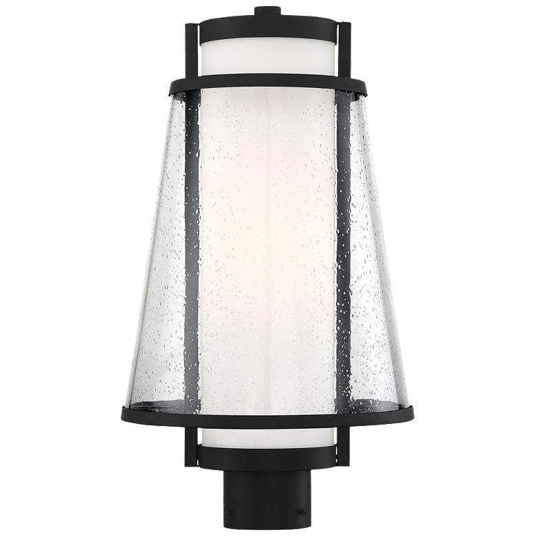 Image 1 Anau; 1 Light; Post Lantern; Matte Black Finish w Etched Opal/Clear Glass