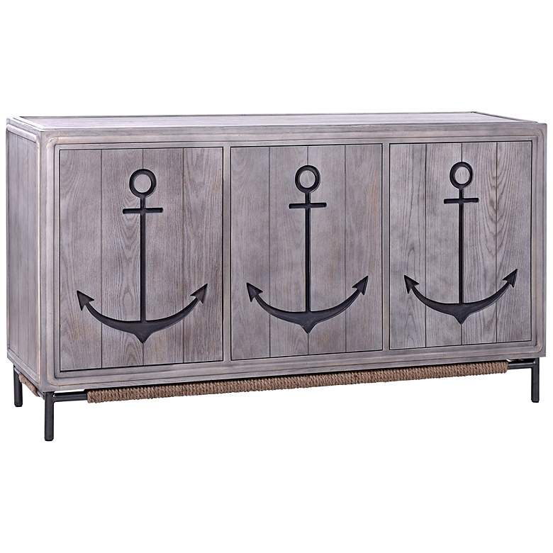Image 1 Anchor 59 3/4" Wide Gray Wash Wood 3-Door Sideboard