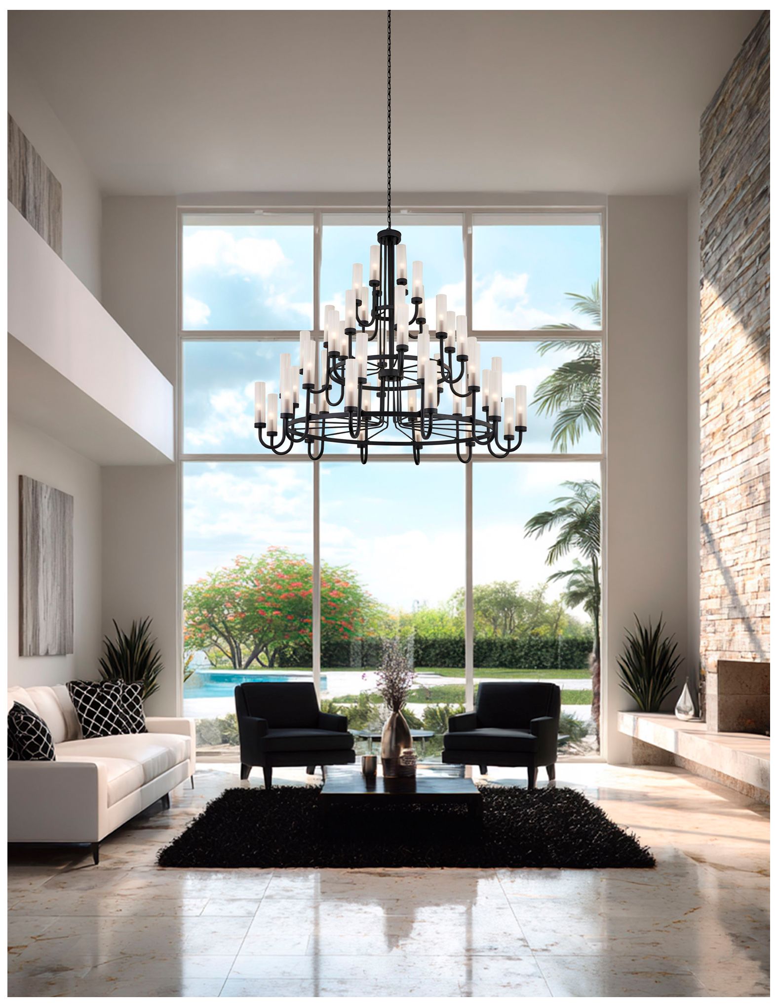 Image 6 Anchor 60 1/2" Wide Matte Black 48-Light Chandelier more views