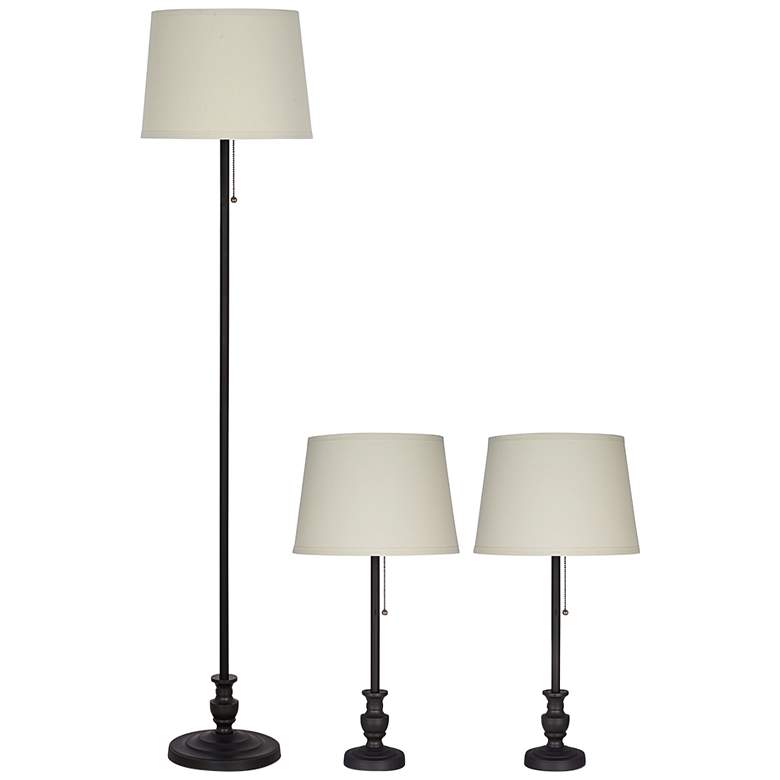 Image 1 Anchor Oil-Rubbed Bronze 3-Piece Table and Floor Lamp Set