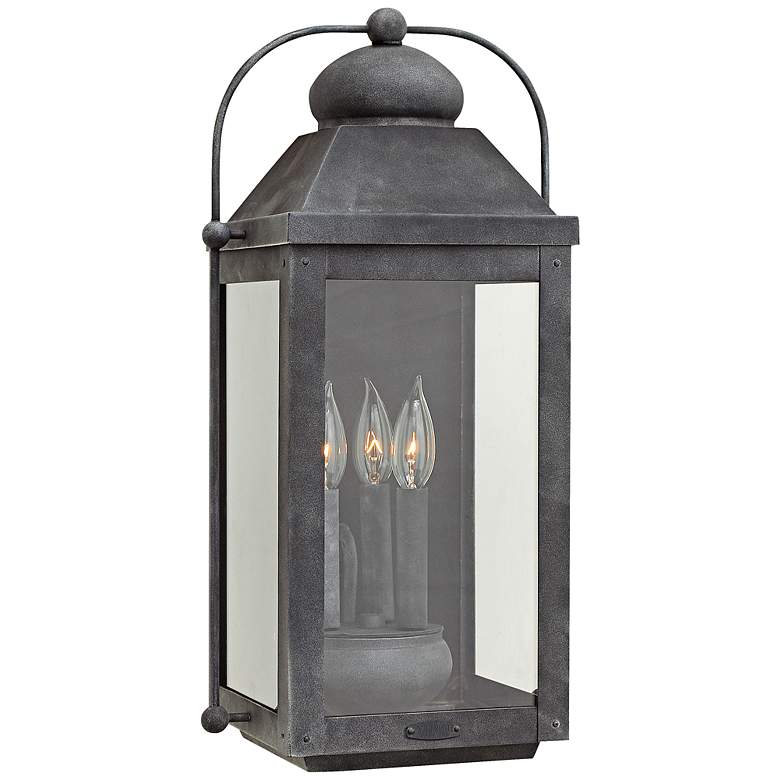 Image 1 Anchorage 9 1/4 inch Wide Aged Zinc 3 Candle Outdoor Wall Light