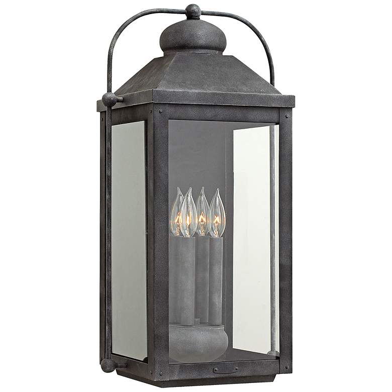 Image 2 Anchorage 9 1/4 inch Wide Aged Zinc 4 Candle Outdoor Wall Light