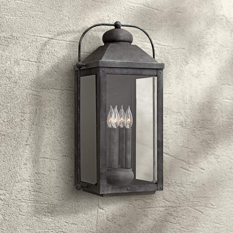 Image 1 Anchorage 9 1/4 inch Wide Aged Zinc 4 Candle Outdoor Wall Light