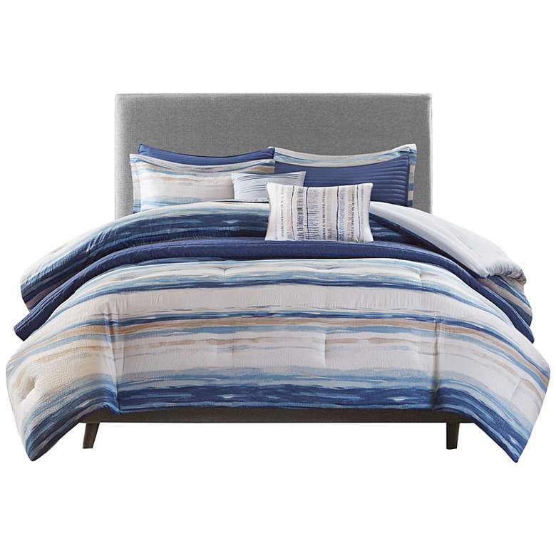 Image 2 Anchorage Blue 8-Piece Full/Queen Comforter and Quilt Set