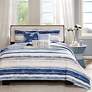 Anchorage Blue White 6-Piece Full/Queen Coverlet Set