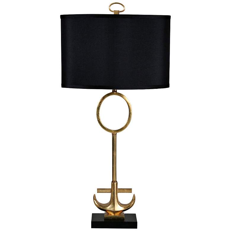 Image 1 Anchored Gold Leaf Metal and Marble Table Lamp