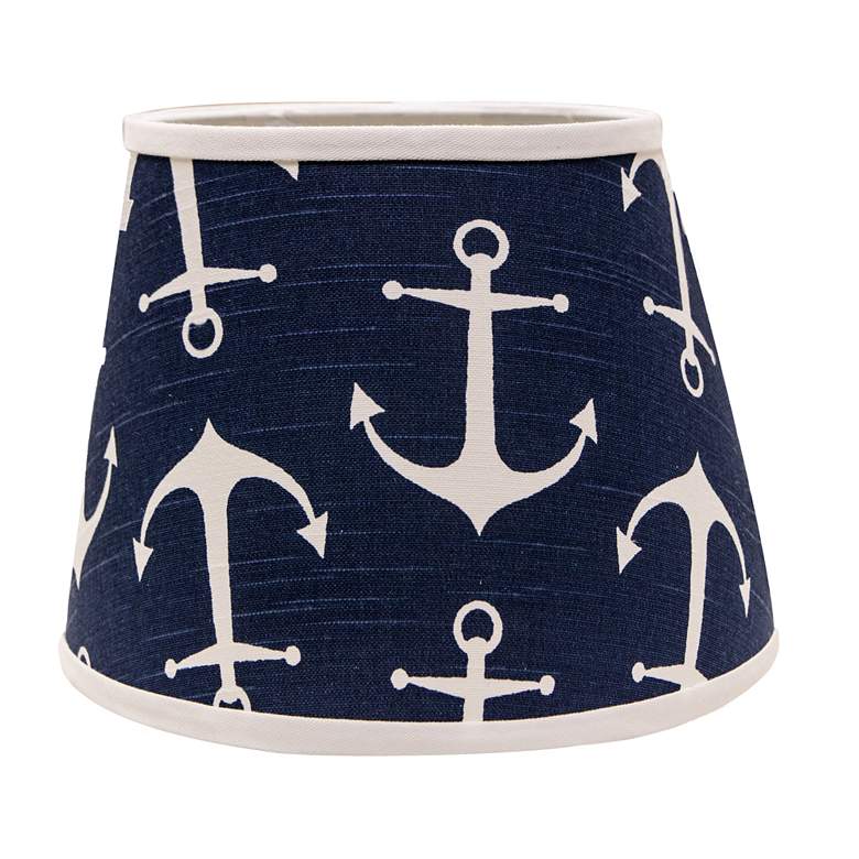 Image 1 Anchors Away Navy Drum Lamp Shade 8 x 10 x 9 (Spider)