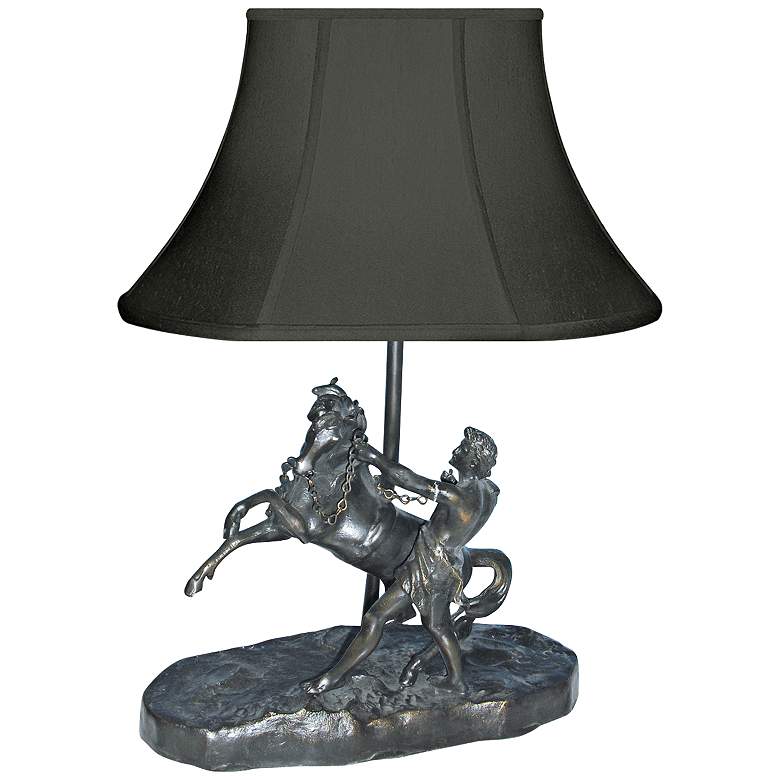 Image 1 Ancient Cavalite Black Shade Bronze Metal Accent Table Lamp