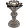 Ancient Flower Small Gray Wash Sculpted Votive Candle Holder